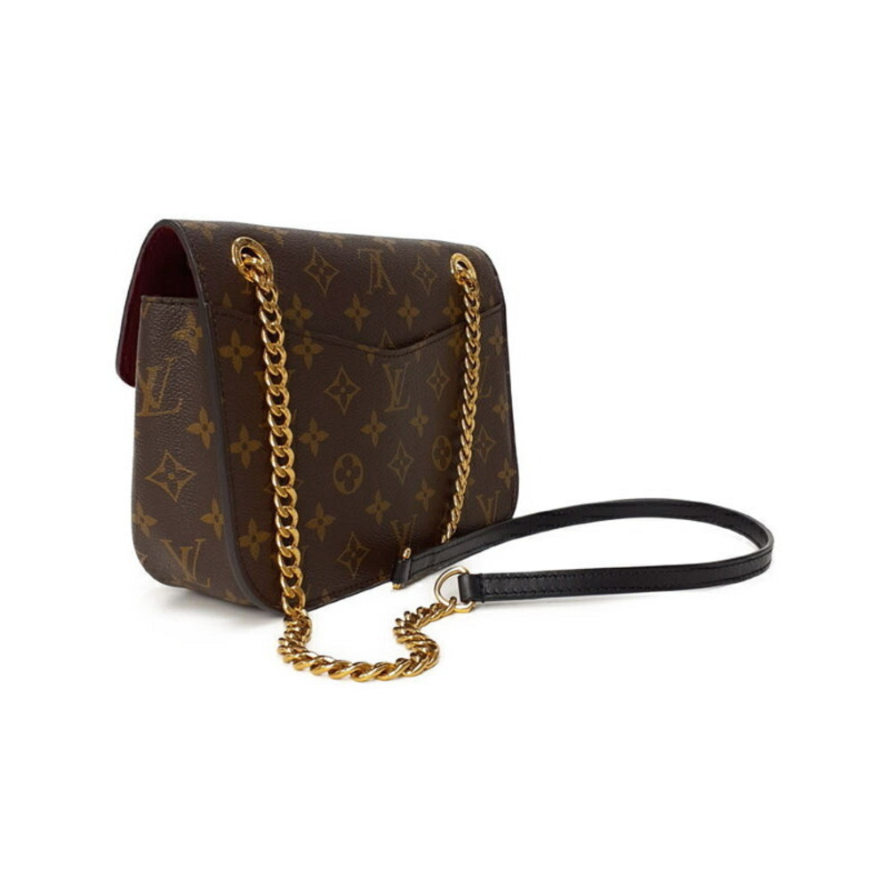 Louis Vuitton Bag Shoulder Leather Brown Chain Passy Monogram